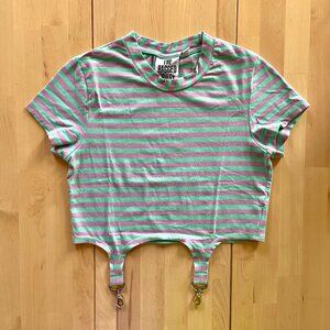 The Ragged Priest Women's Striped Blouse Top with Trigger Hooks size Medium